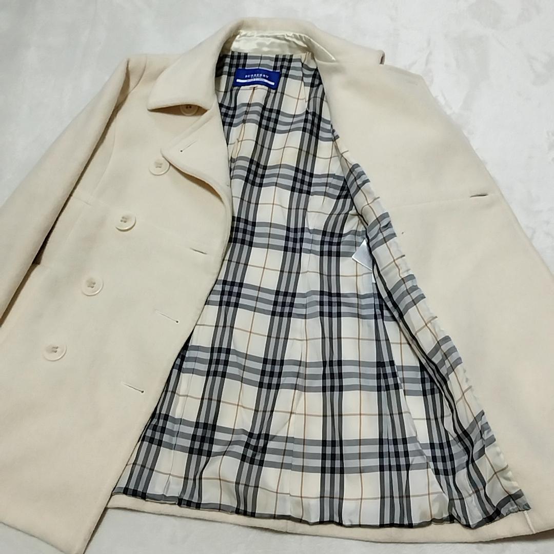 BUBERRY BLUE LABEL Pコート　ノバチェック　アンゴラ アルパカ