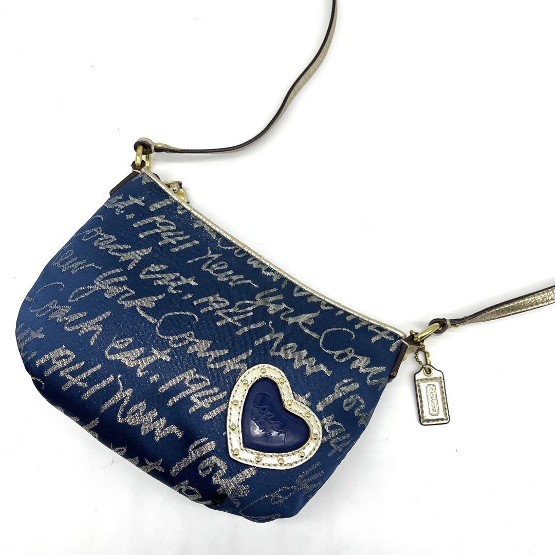 極美品✨COACH ハート 総柄 デニム ショルダーバッグ