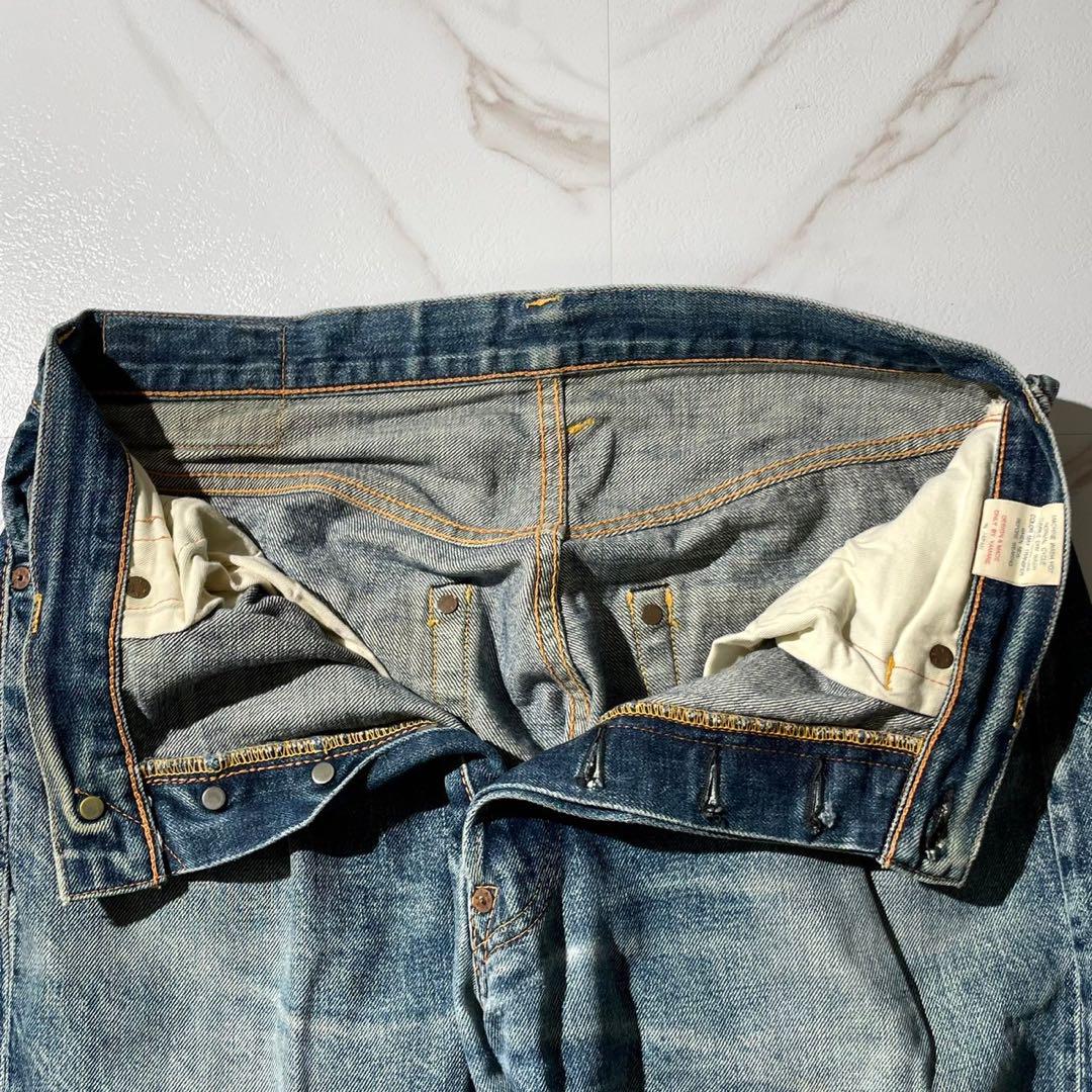EVISU デニムパンツ 34x35 ビッグカモメ インディゴ ダメージ加工