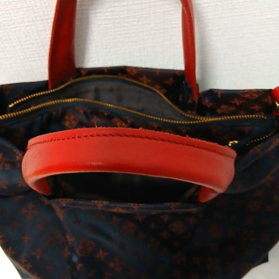 美品 russet ネイビーレッドブラウンの2wayバッグ A4 ポケット