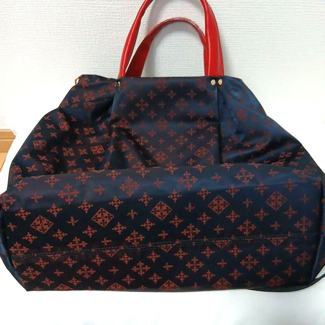 美品 russet ネイビーレッドブラウンの2wayバッグ A4 ポケット