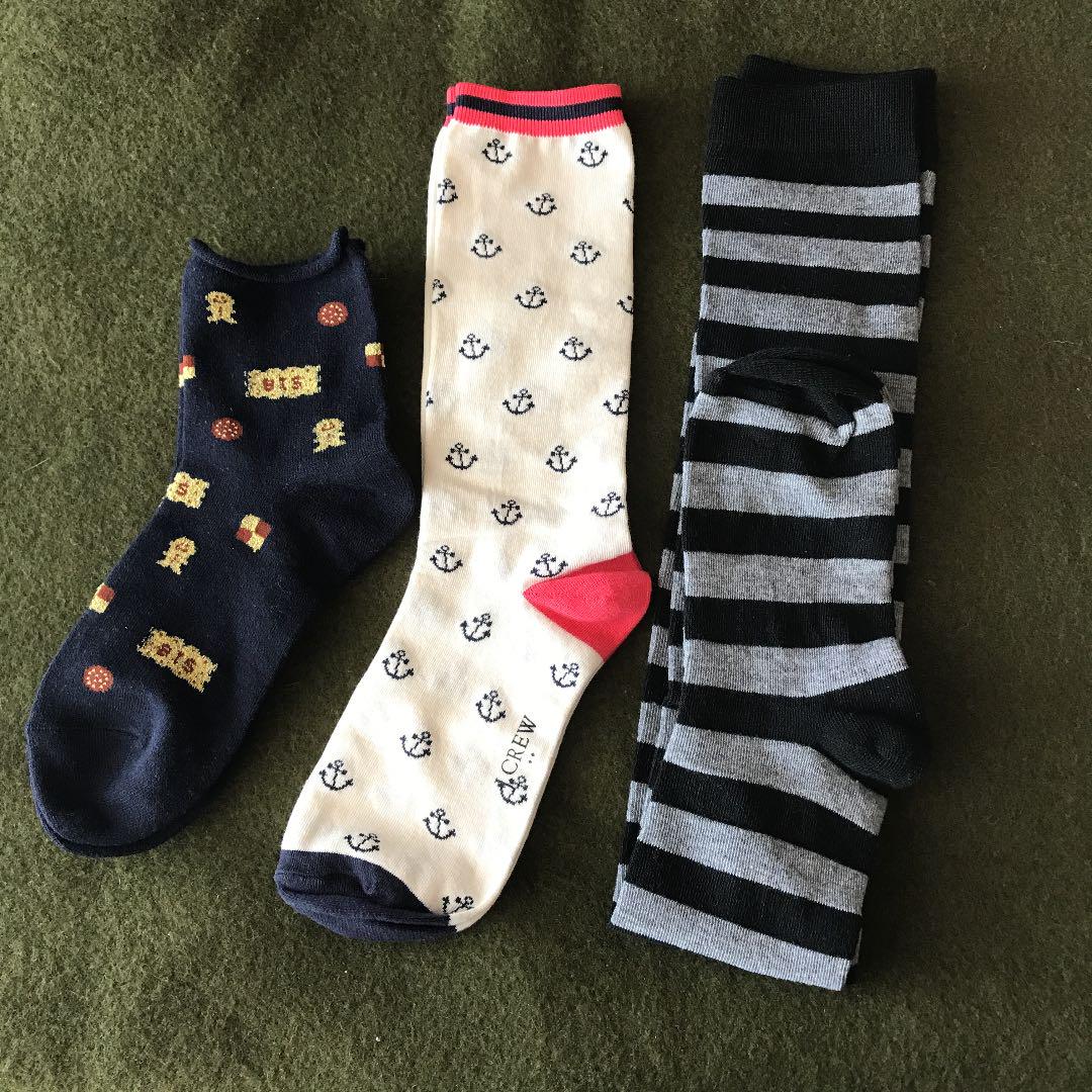 靴下 J Crew 靴下屋 ハイソックス ニーハイ 3足セット メルカリ