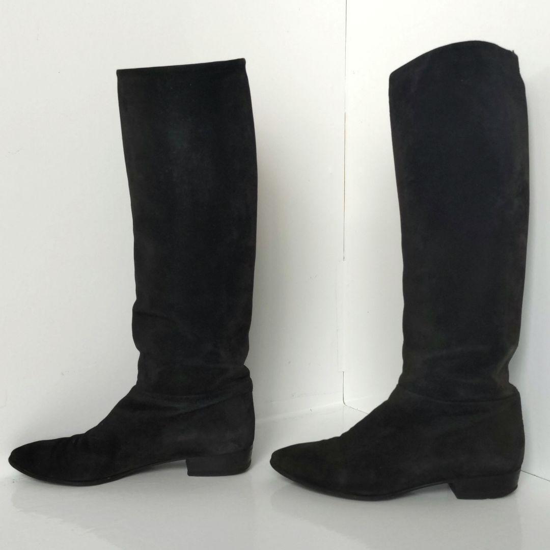 【‼️早い者勝ち‼️】PRADA ブラックスエード ロングブーツ 37.5 PRADA - プラダ／PRADA ロングブーツ シューズ 靴 レディース