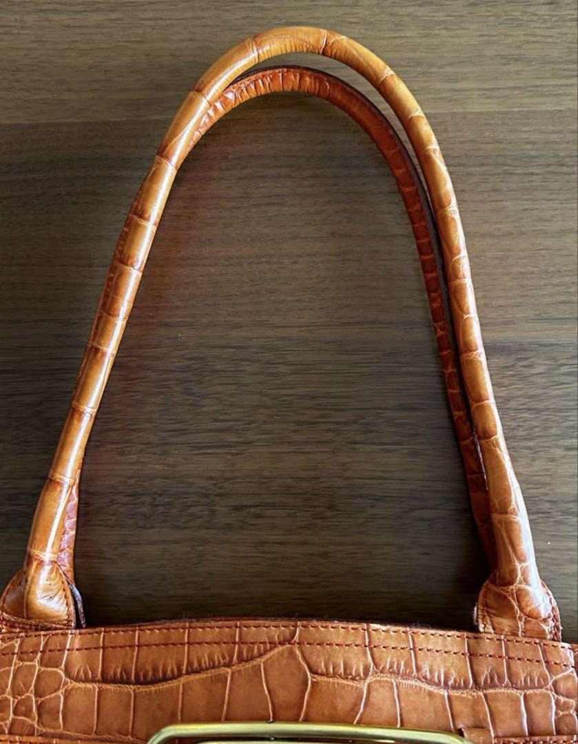FURLA (フルラ)ハンドバッグ レザー オレンジ クロコ型押し