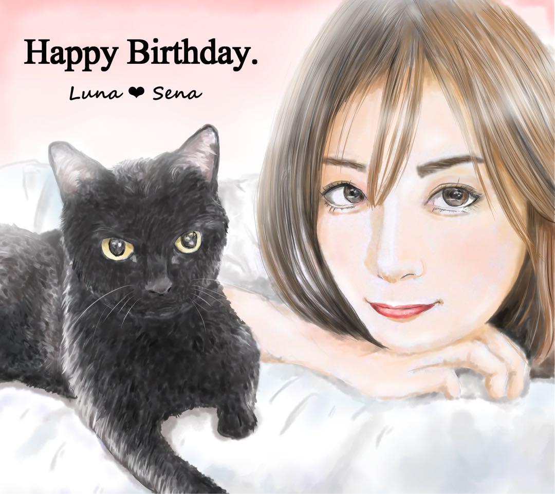 ペット似顔絵　飼い主様とご一緒に！★修正回数無制限★文字入れ無料 ペット似顔絵 飼い主様とご一緒に！☆修正回数無制限☆データ