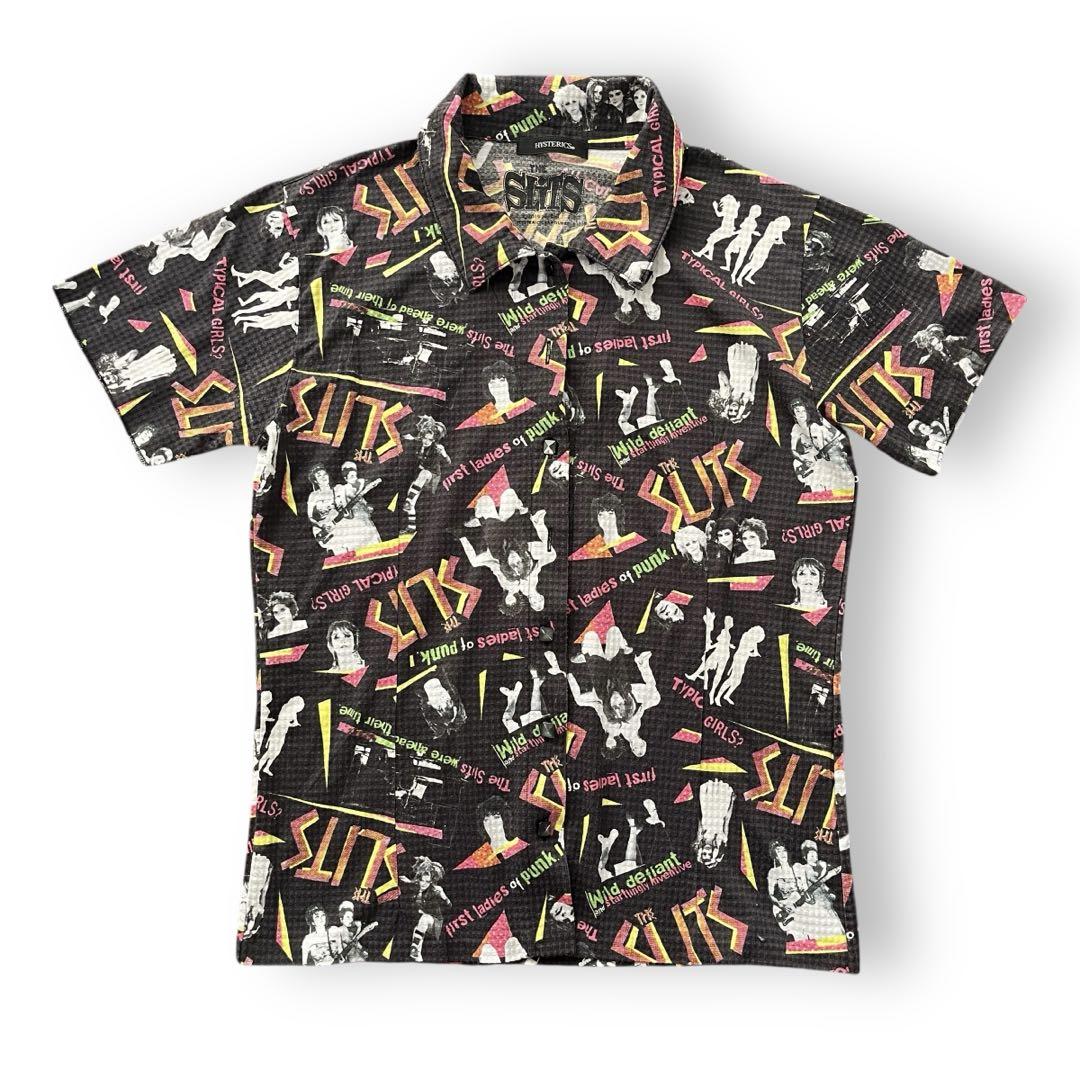 HYSTERIC GLAMOUR 総柄　ロゴ　半袖シャツ　 シアサッカー生地