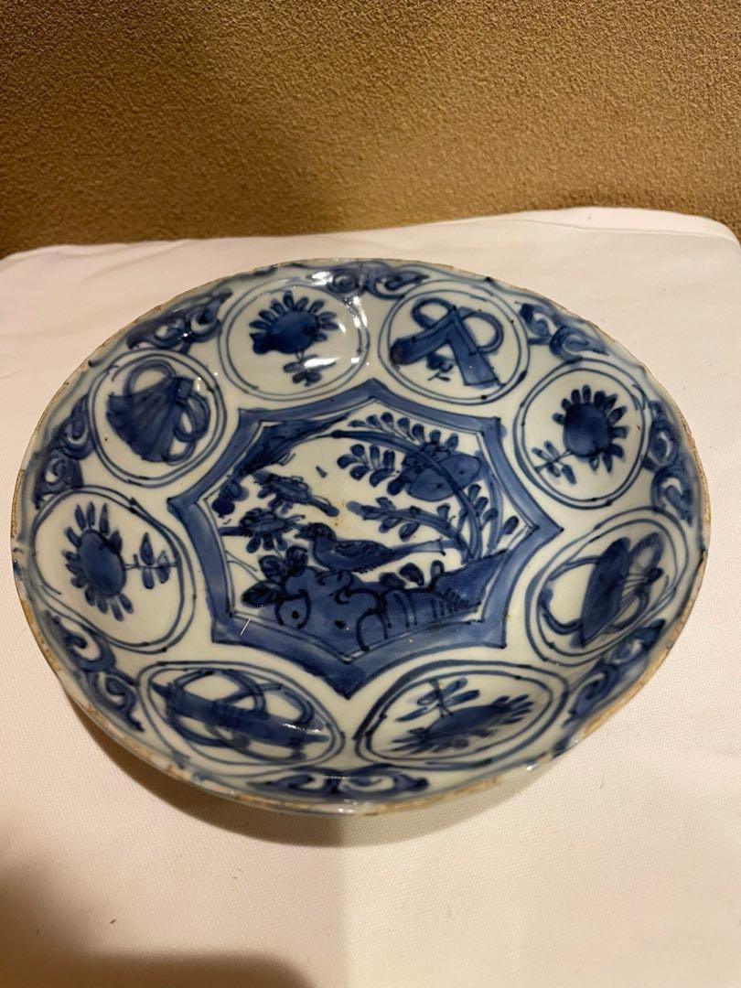 古染付図平小皿　磁器　明時代　6客
