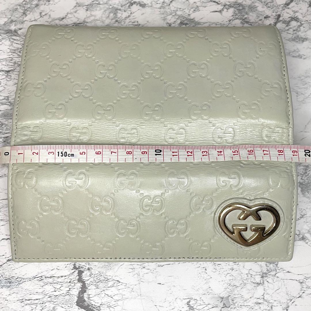 GUCCI　グッチ　GG柄　シマ　ラブリーハート　長財布