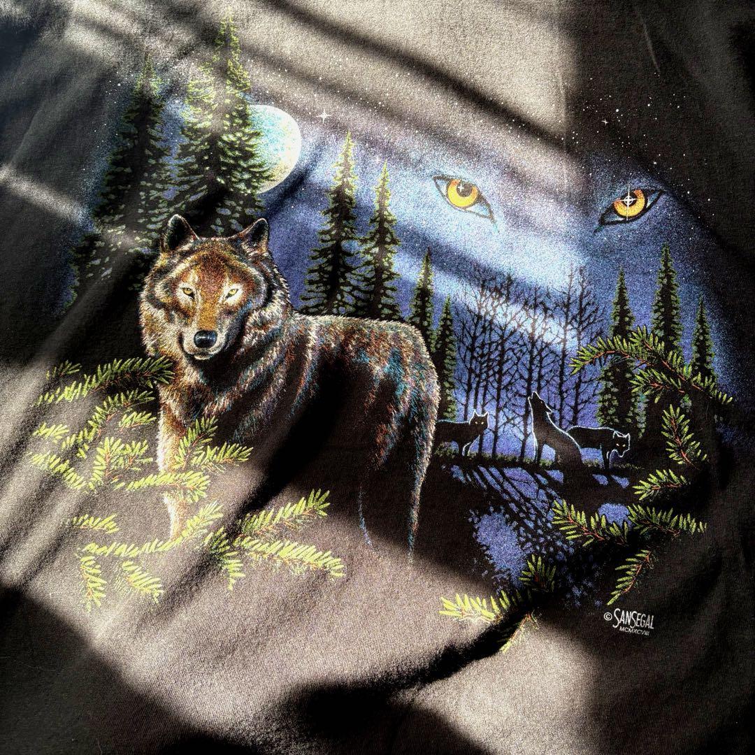 90s SAN SEGAL ブラックウルフ tシャツ フォレスト ブラック XL