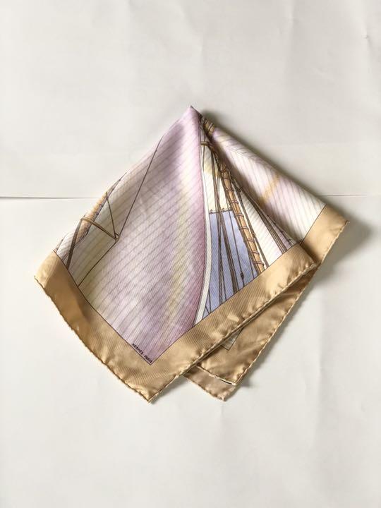 美品 バンダナ シルク100% 帆船柄 フランス製 bsikB-m73648011334 エルメス スカーフ ハンカチ 超特価人気