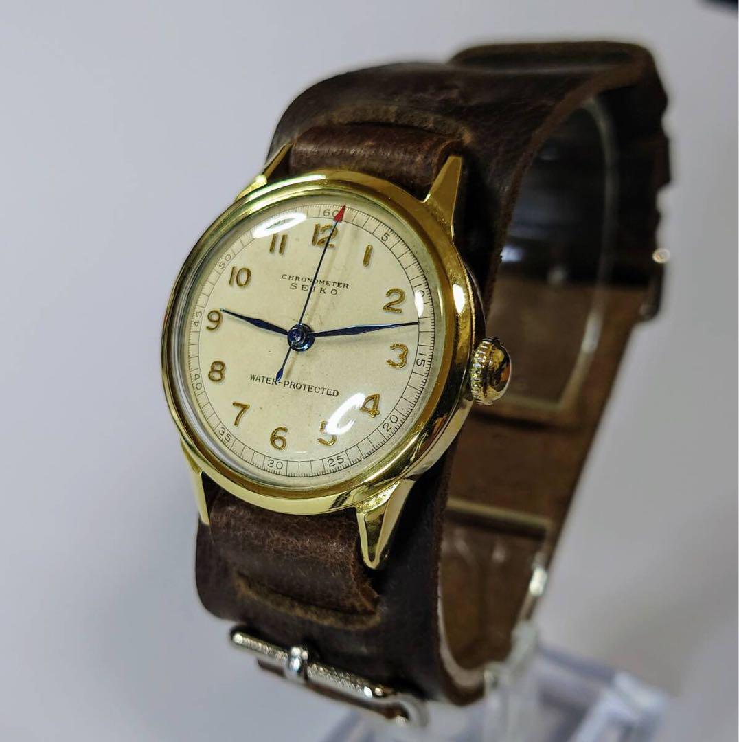 SEIKO 手巻き時計 ゴールド レザー - メルカリ
