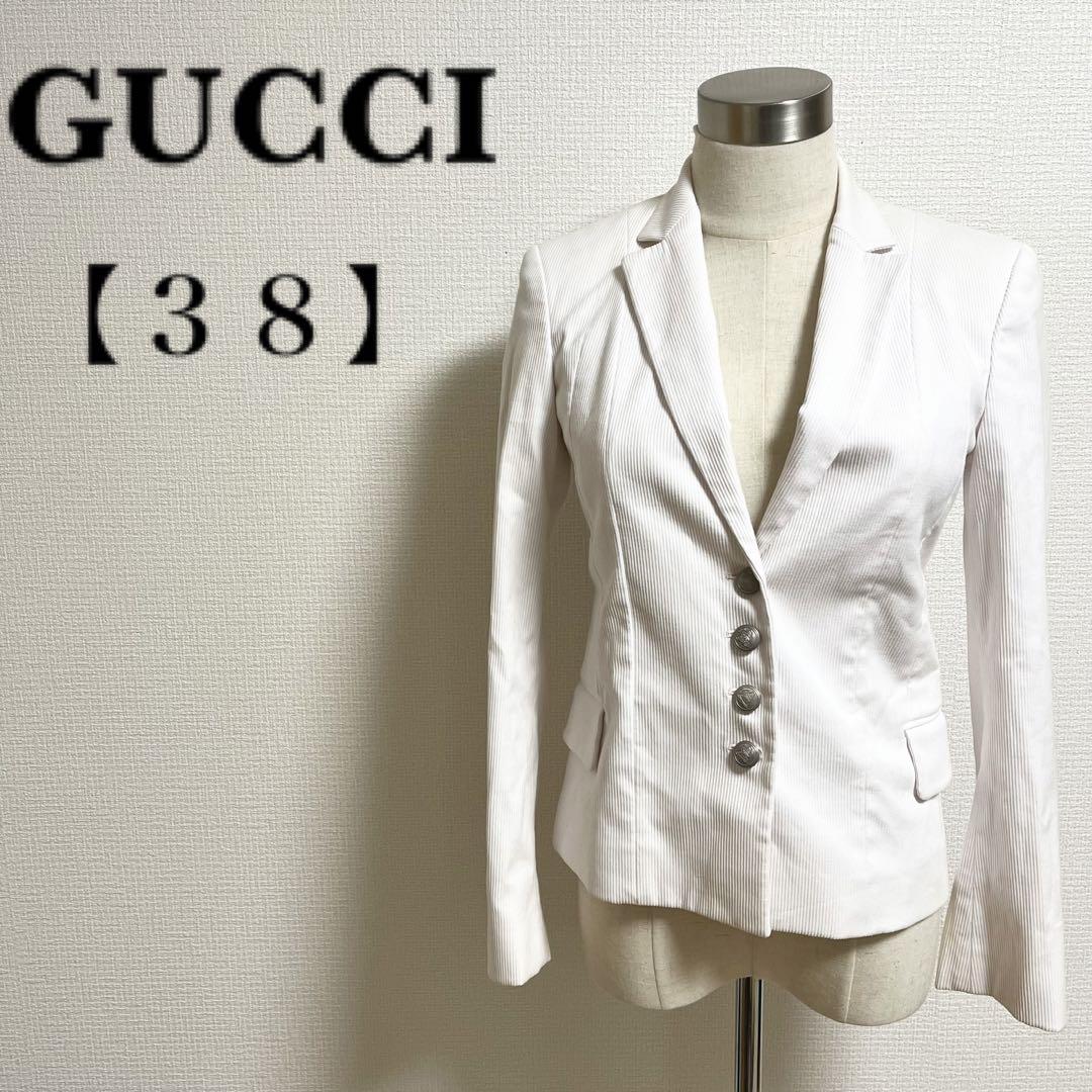 GUCCI／グッチ　テーラードジャケット　レディース　ホワイト　薄ピンク　M