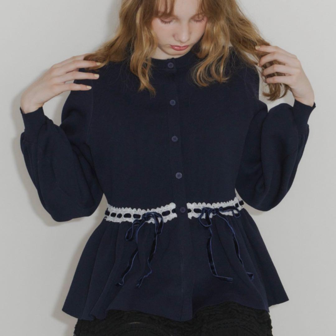 idem velours ribbon peplum cardigan SIZE idem