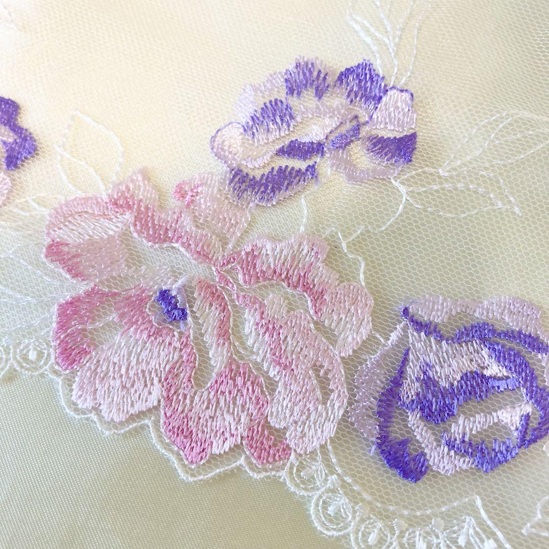 専用　　　　刺繍の花咲く♡レースとチュールがふんわり重なるドッキングワンピ♡M 花ﾓﾁｰﾌ+ﾁｭｰﾙﾄﾞｯｷﾝｸﾞｼｬﾂﾜﾝﾋﾟｰｽ（ワンピース）｜CADBURY