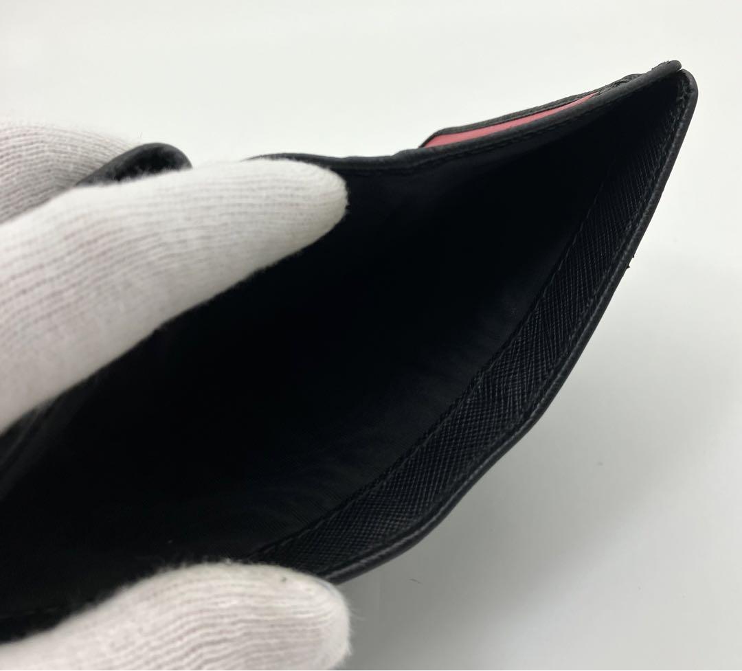 ⭐️ 美品 プラダ サフィアーノ マルチカラー 二つ折り財布 ブラック 鑑定済 画像8