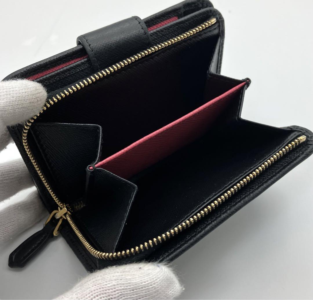 ⭐️ 美品 プラダ サフィアーノ マルチカラー 二つ折り財布 ブラック 鑑定済 画像9