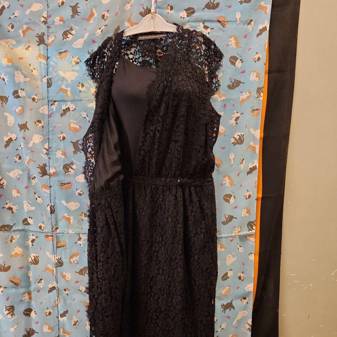 バレンシアガ BALENCIAGA DRESS レース カシュクールワンピース