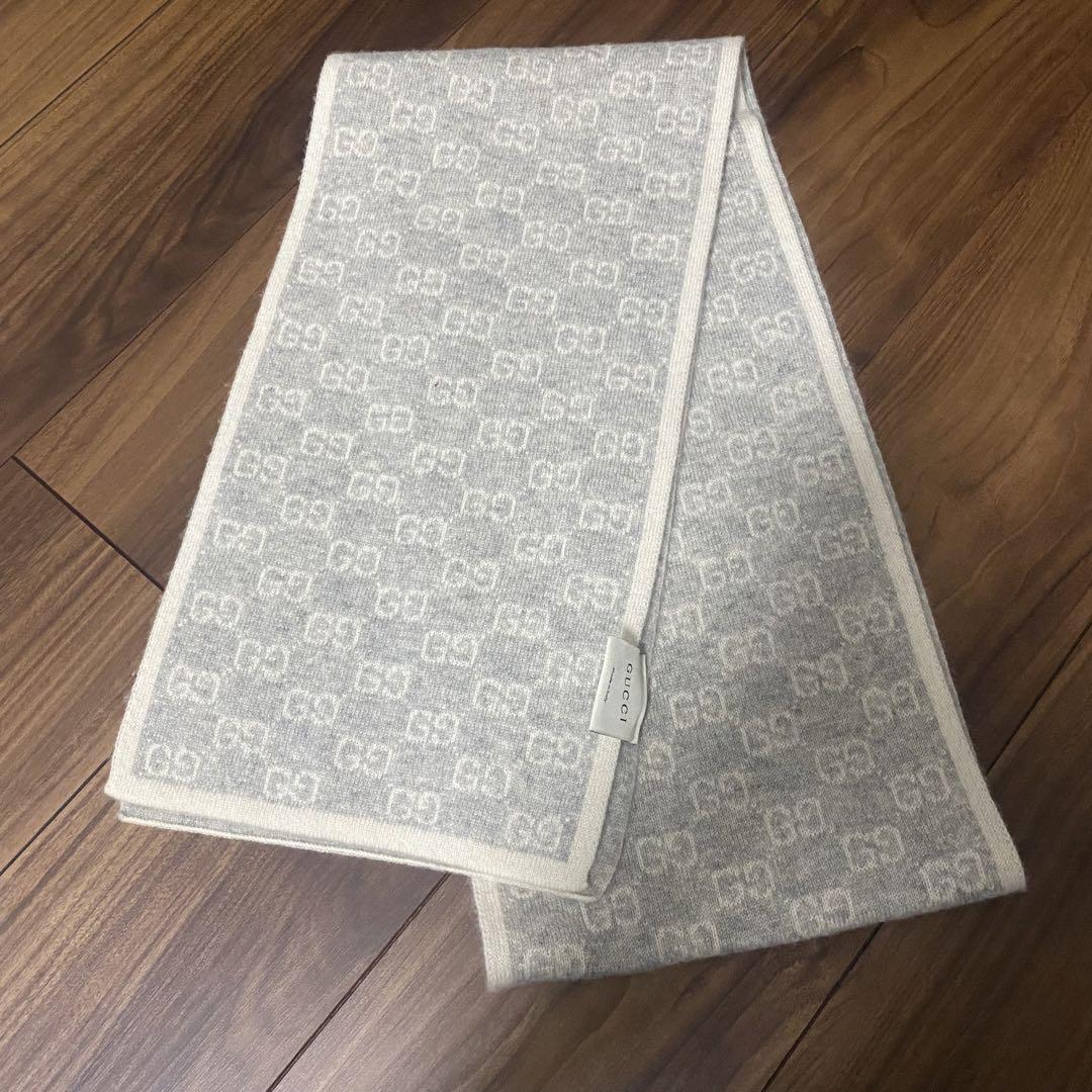 美品　グッチ　GUCCI マフラー　カシミヤ　白