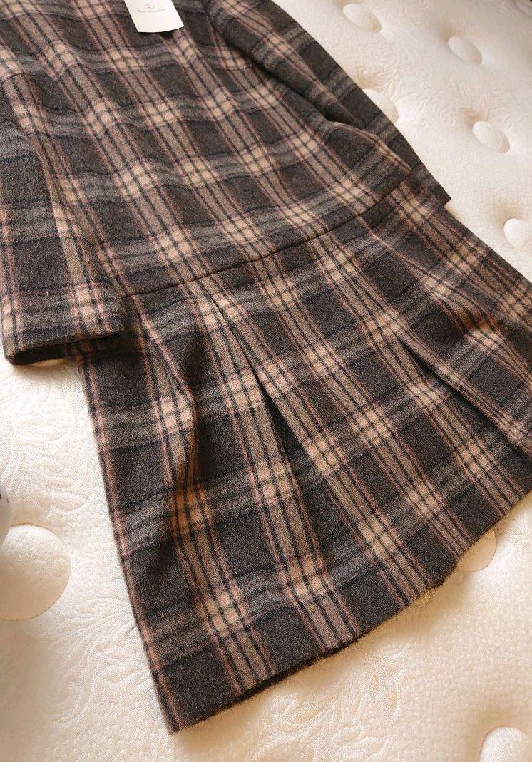 小さいサイズ【 ボンメルスリー】＊新品未使用タグ付き＊シャギーチェックワンピース