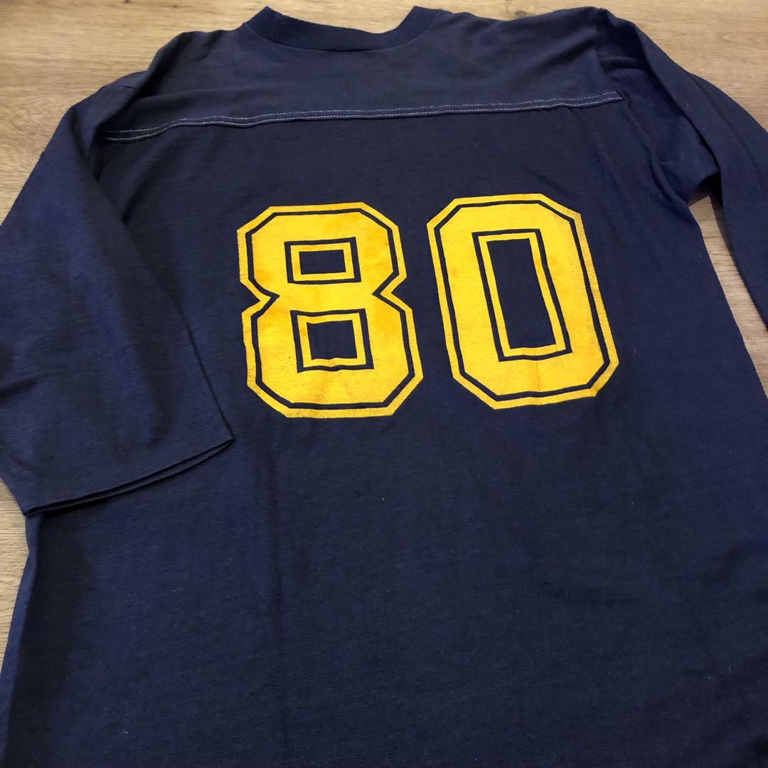 ディズニーヴィンテージフットボールネイビー七分袖TシャツXL 80
