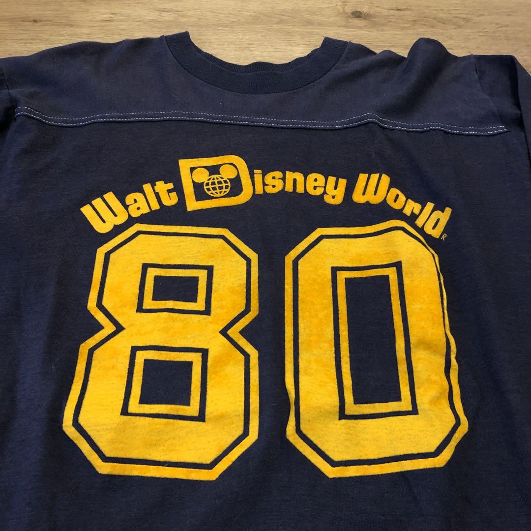 ディズニーヴィンテージフットボールネイビー七分袖TシャツXL 80