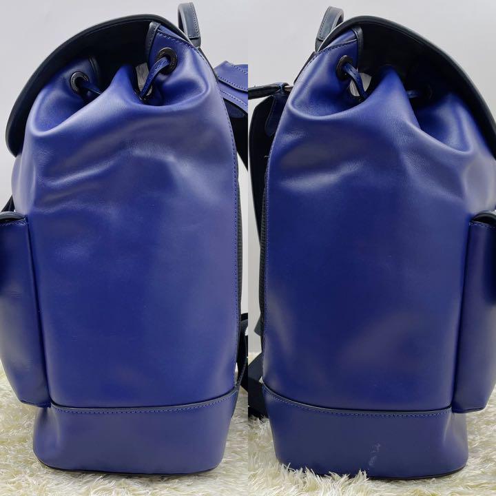 【レア】COACH コーチ リュック 本革 ブルー ターンロック 男女兼用可 ️新品 箱付き! COACH リュック ターンロック レザー ブルー