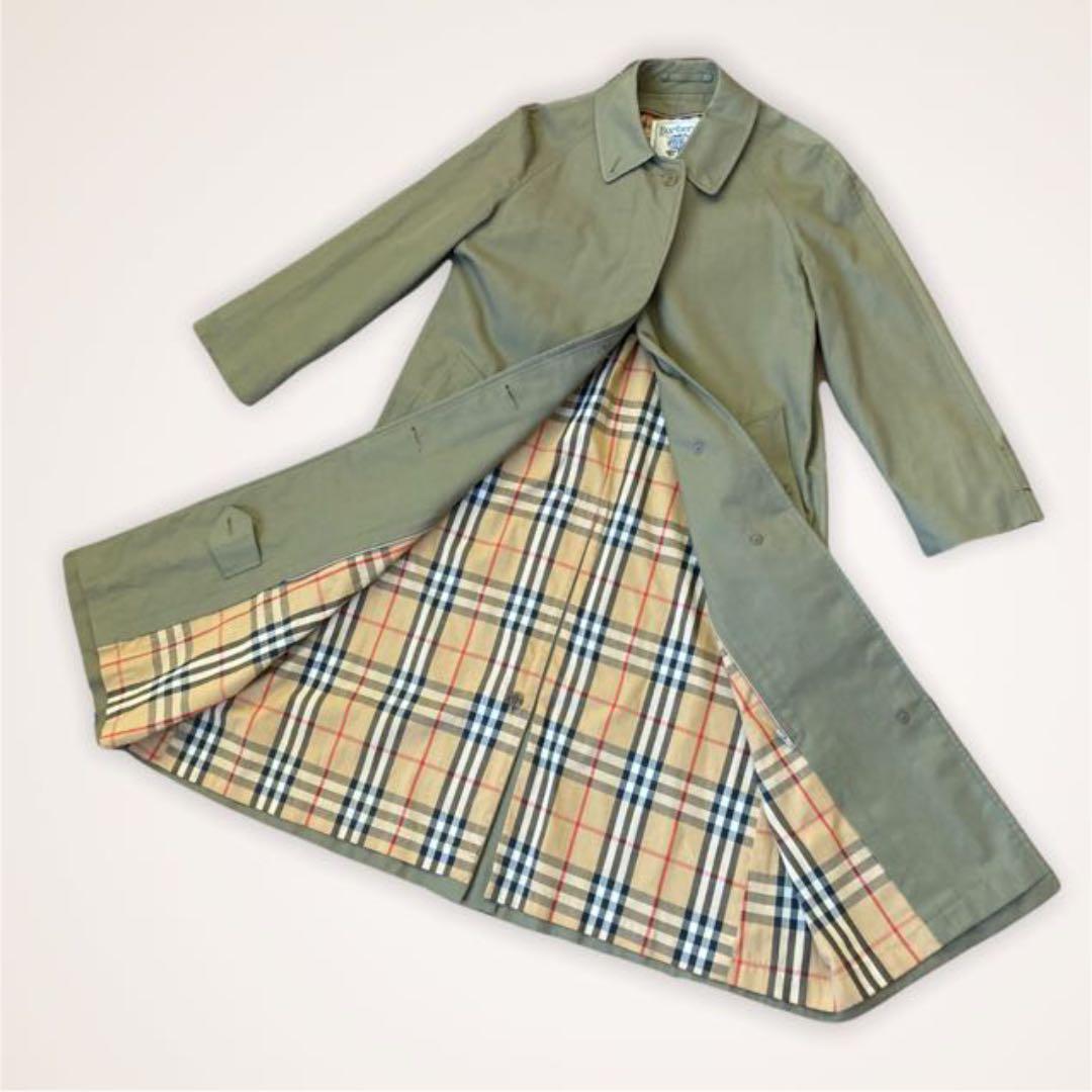 美品✨バーバリーズ　トレンチコート　ノバチェック　カーキ　スプリングコート　L BURBERRY バーバリーズ 玉虫色 ダブル トレンチコート ノバ