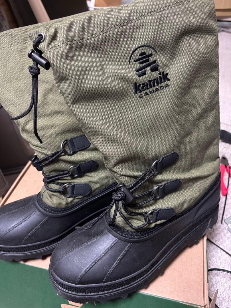 Kamikスノーブーツ サイズ10 オリーブ28センチ 防寒防水スノーシューズ