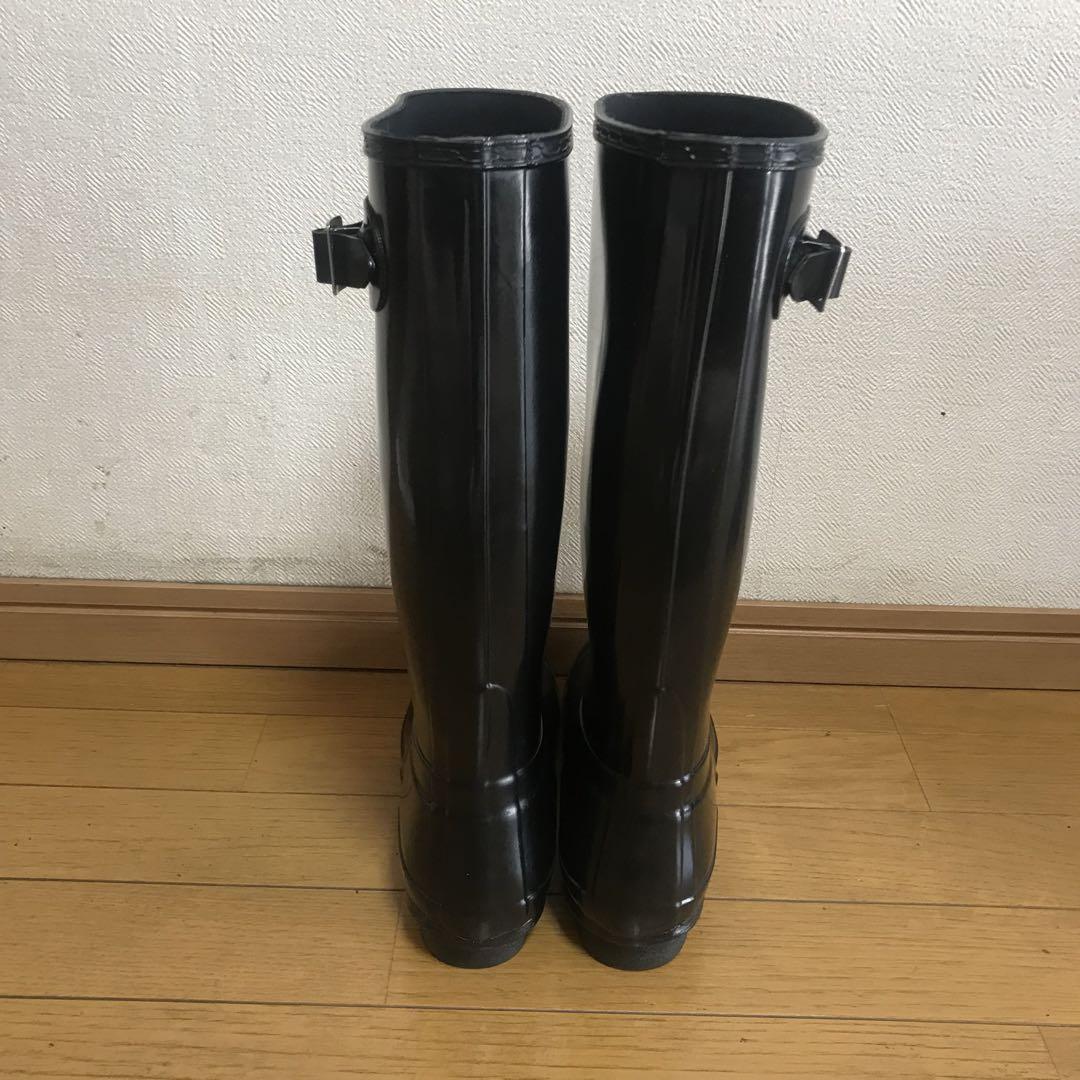 Hunter☆オリジナルトール グロス レイン ブーツブラック　レディース24㎝