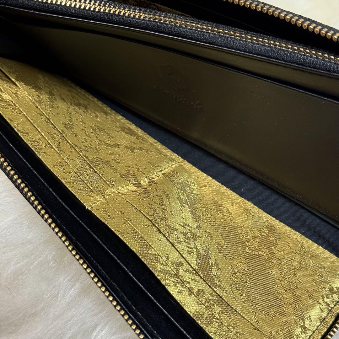 希少！camonde 黒桟革　金箔（sword）　L字ファスナー長財布 希少！camonde 黒桟革 金箔（sword） L字ファスナー長財布