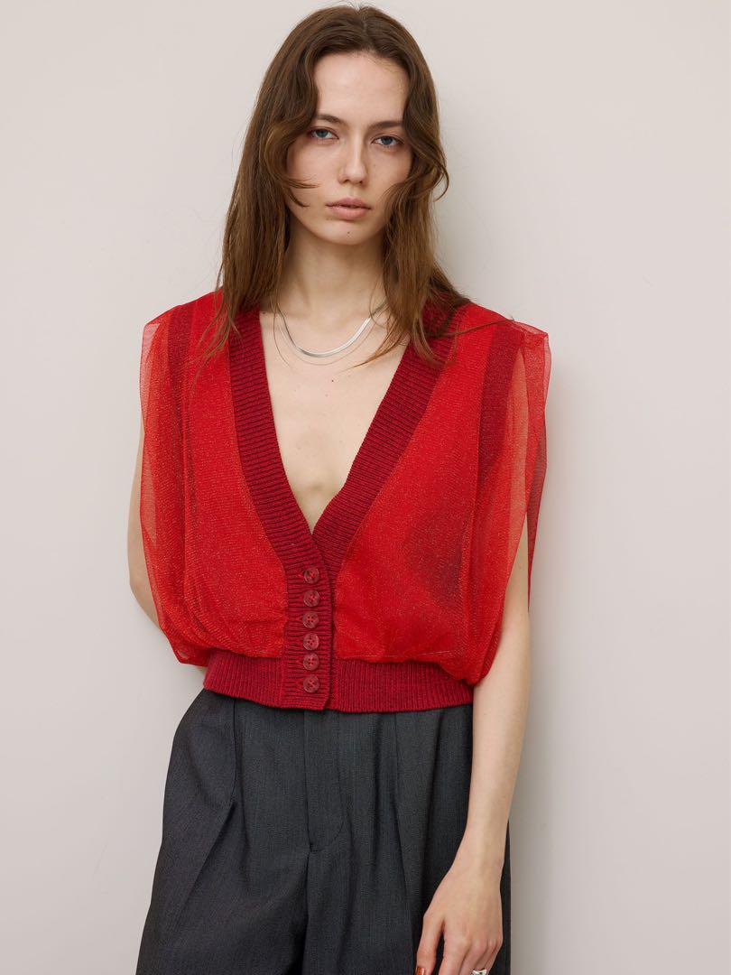 トップス LIGHT SHEER LAYERED KNIT VEST