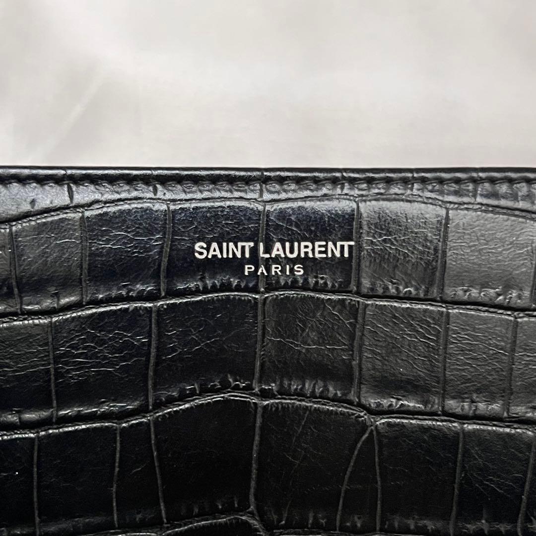 ◇極美品◇サンローラン ジッピーオーガナイザー クロコ型押しレザー ブラック ◇極美品◇サンローラン ジッピーオーガナイザー クロコ型押しレザー ブラック
