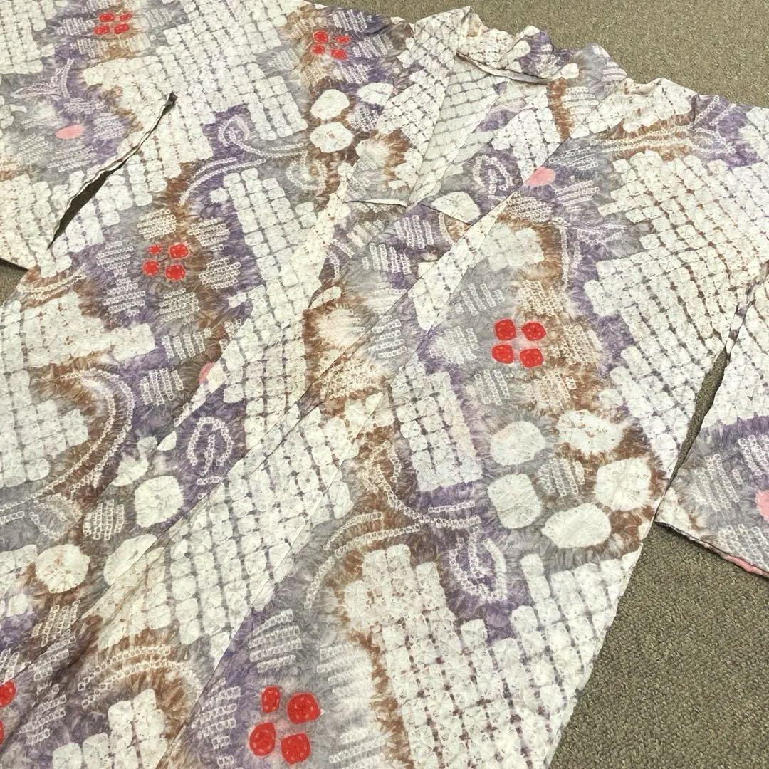 美品　有松鳴海絞り浴衣　着物　薄紫