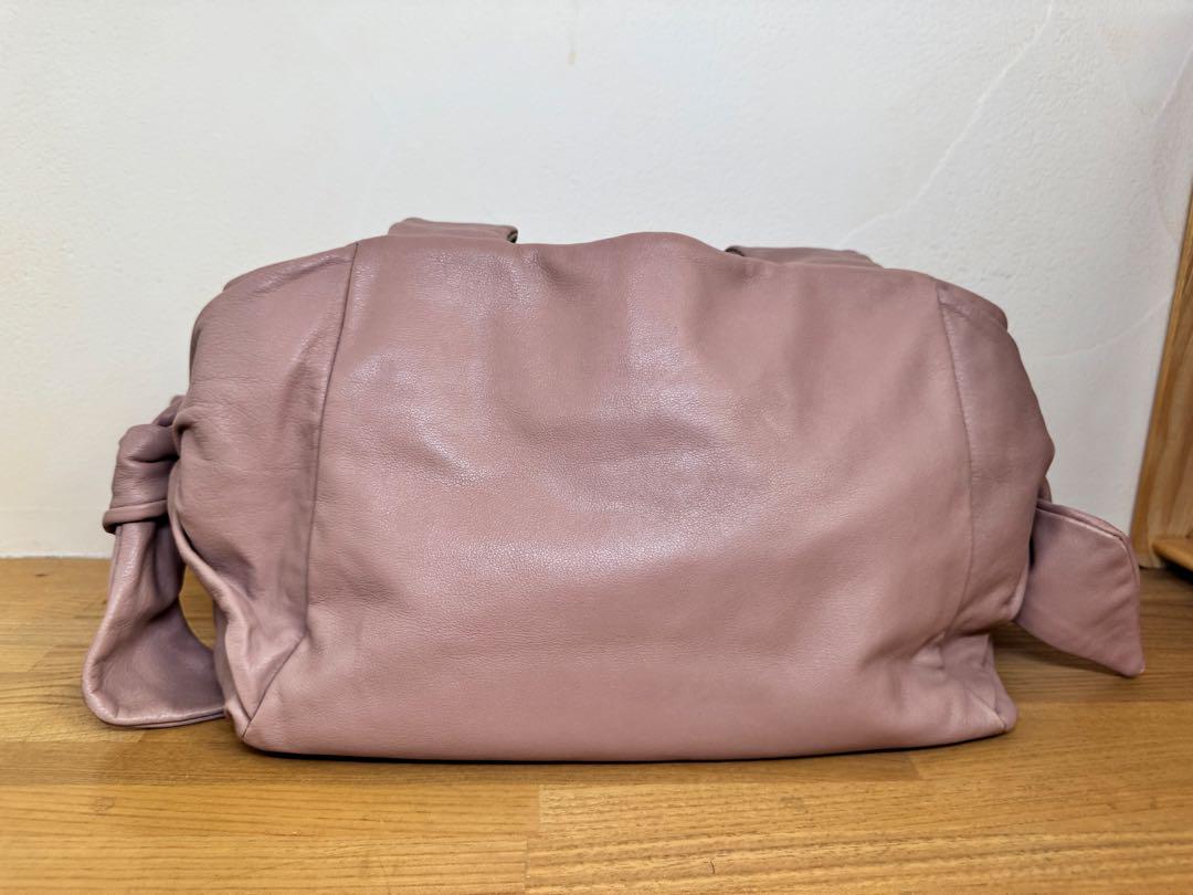 【美品】FURLA フルラ トートバッグ 本革 ピンクベージュ リボンデザイン