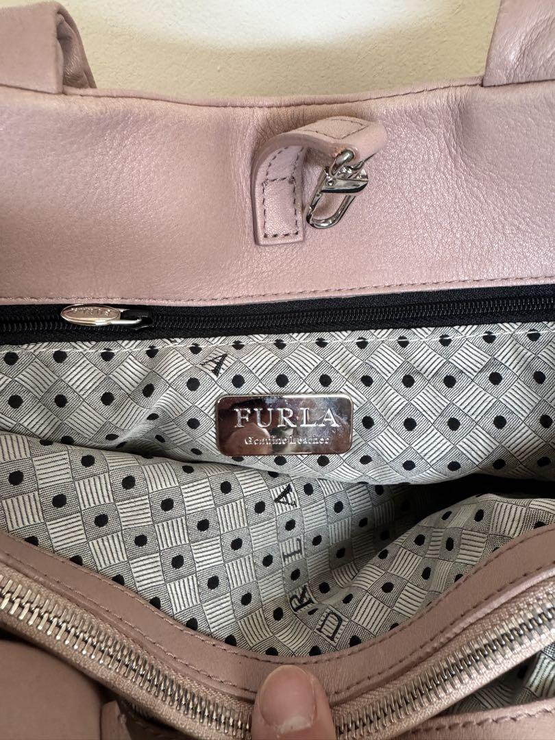 【美品】FURLA フルラ トートバッグ 本革 ピンクベージュ リボンデザイン