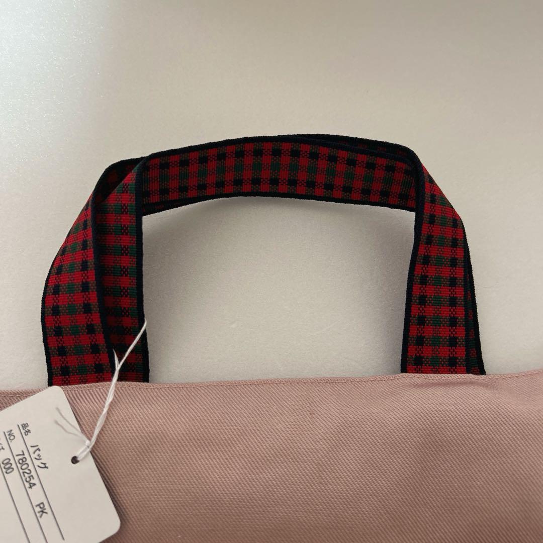 ファミリアトートバッグ　新品・未使用　赤チェック刺繍