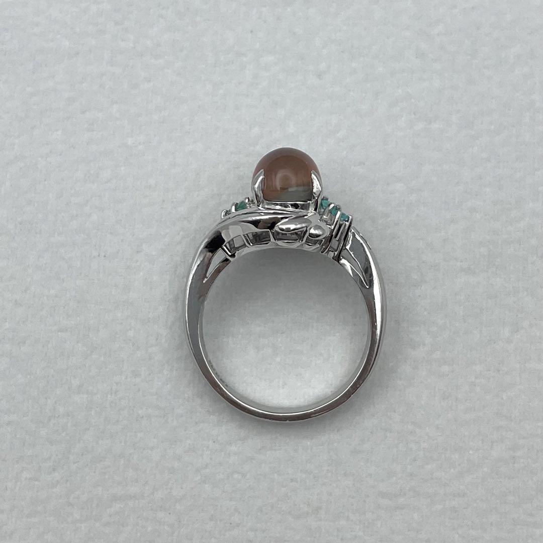 pt900 トルマリンキャッツアイ2.82ct パライバ0.34ct リング