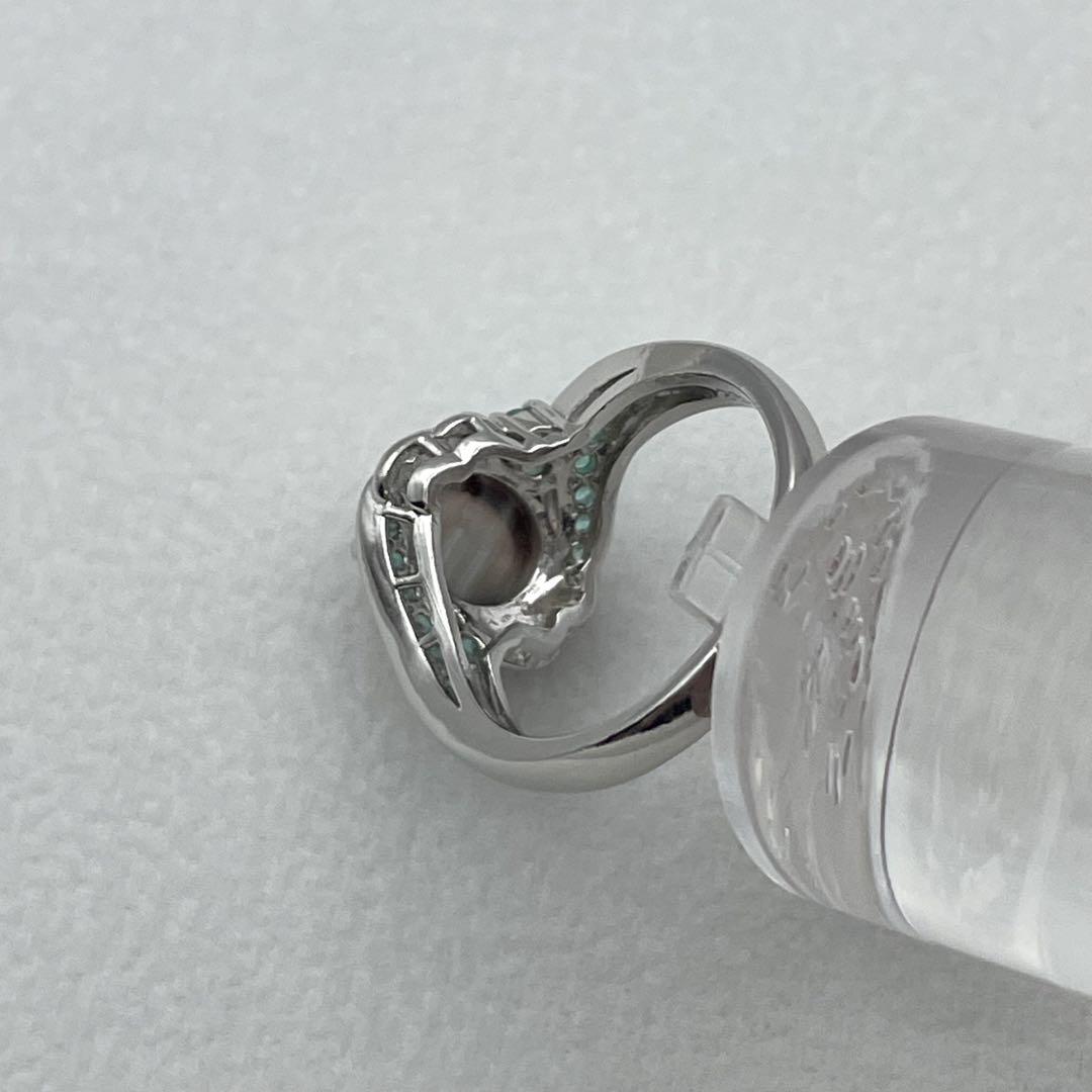 pt900 トルマリンキャッツアイ2.82ct パライバ0.34ct リング