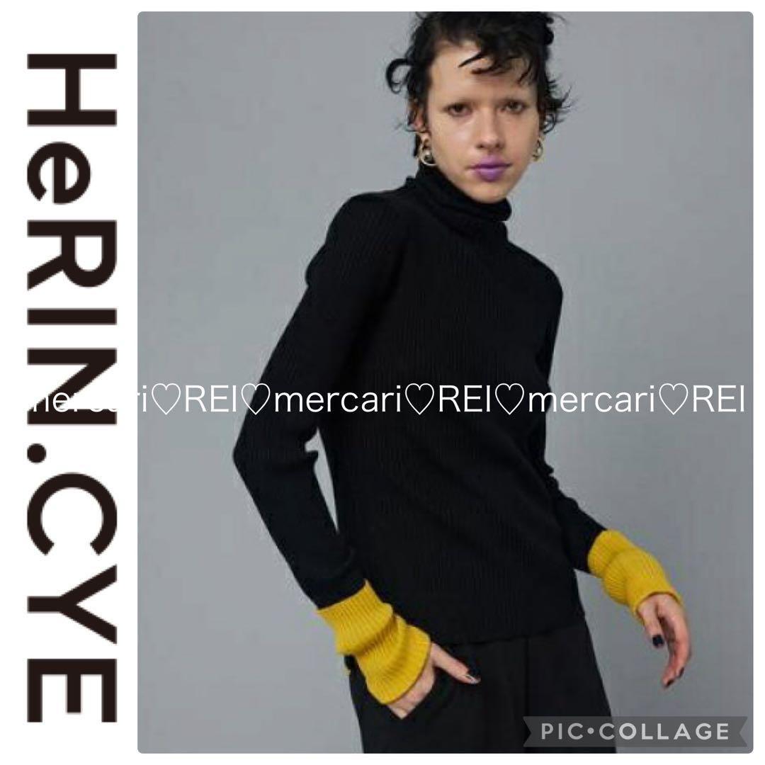HeRIN.CYE ヘリンドットサイ ニット　バイカラー　長袖　ブラック　新品