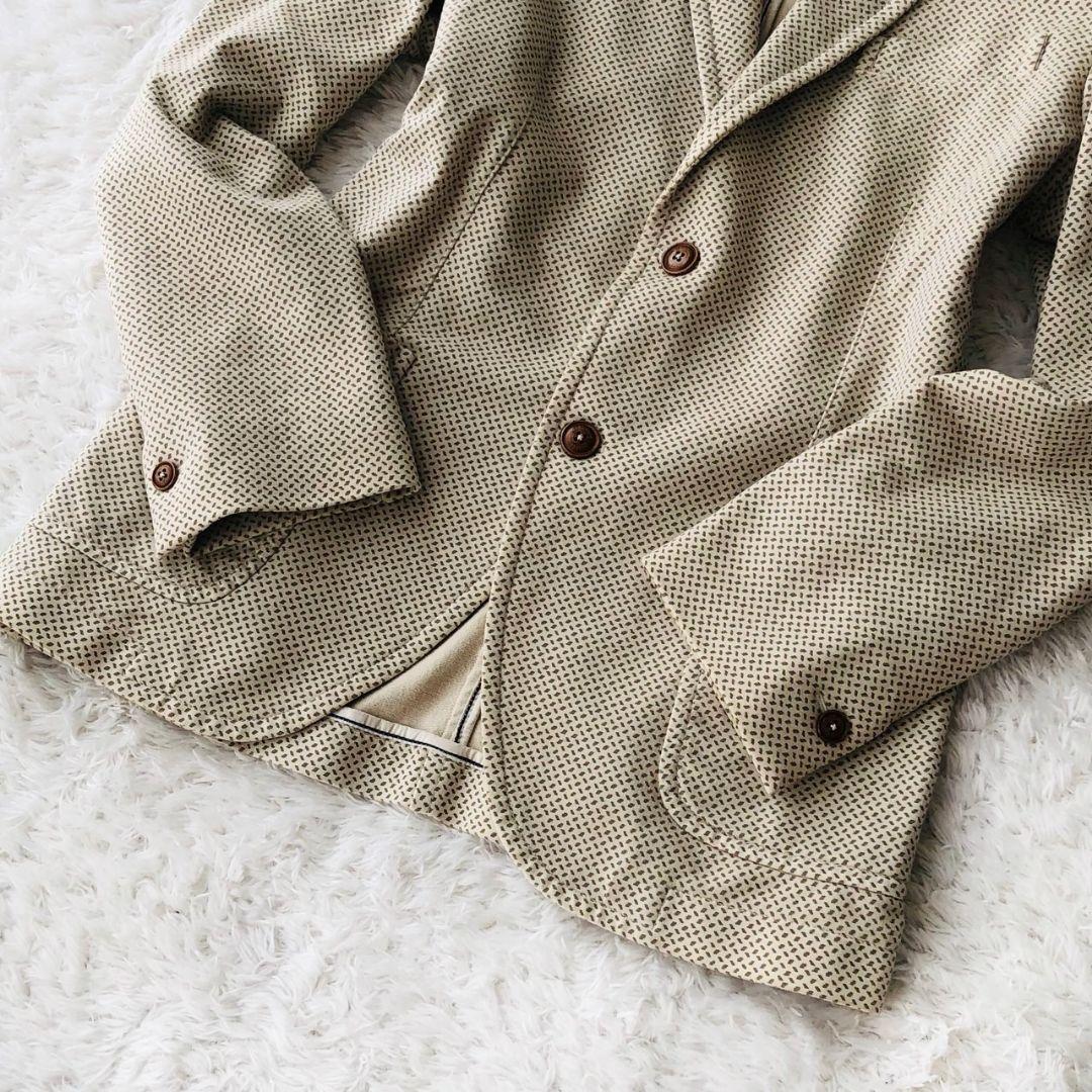 チルコロ テーラードジャケット ストレッチ ロゴボタン ベージュ 総柄 M