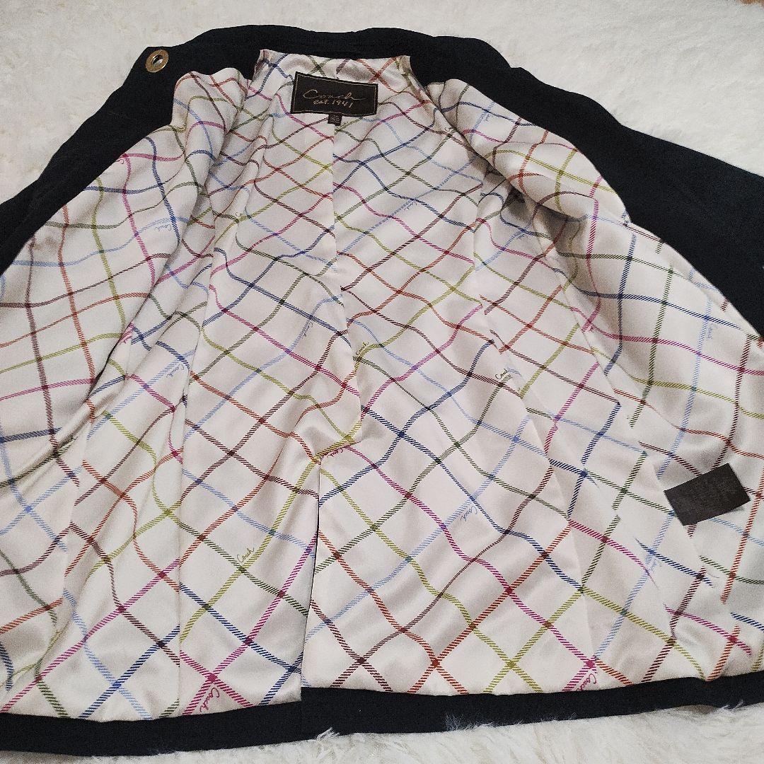 コーチ 極美品 コート ターンロック ゴールド金具 裏地総チェック柄 黒 S 画像9