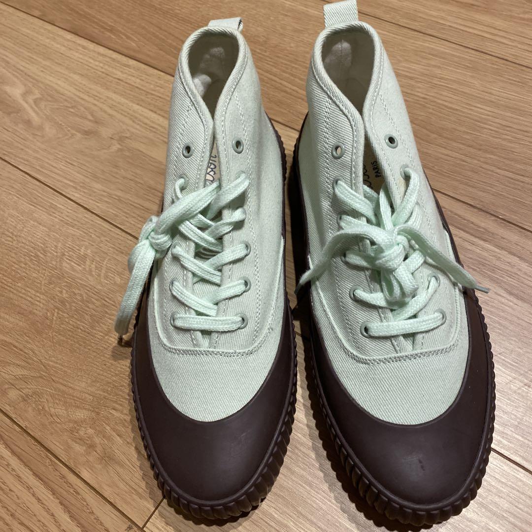 maison kitsuné ミントグリーン ハイカットスニーカー
