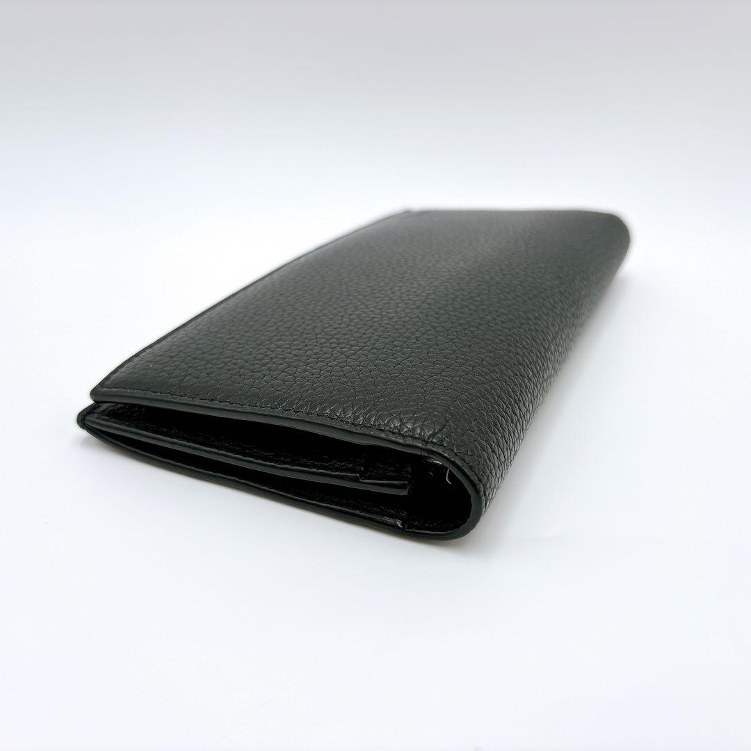 極美品 ＊ サンローラン YSLロゴ 型押し レザー 二つ折り 長財布 ブラック