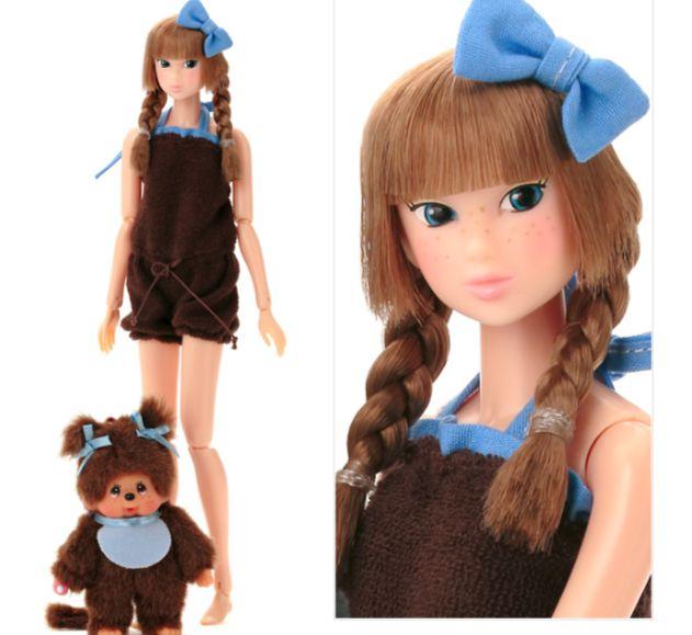モンチッチmomoko　ブルー　おさげ左右　アゾン　セキグチ　ウェイクアップ