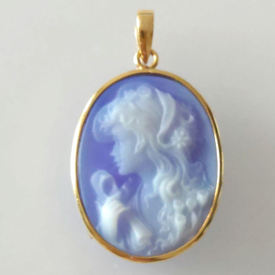 k18 k18金枠 カメオ ペンダントトップ