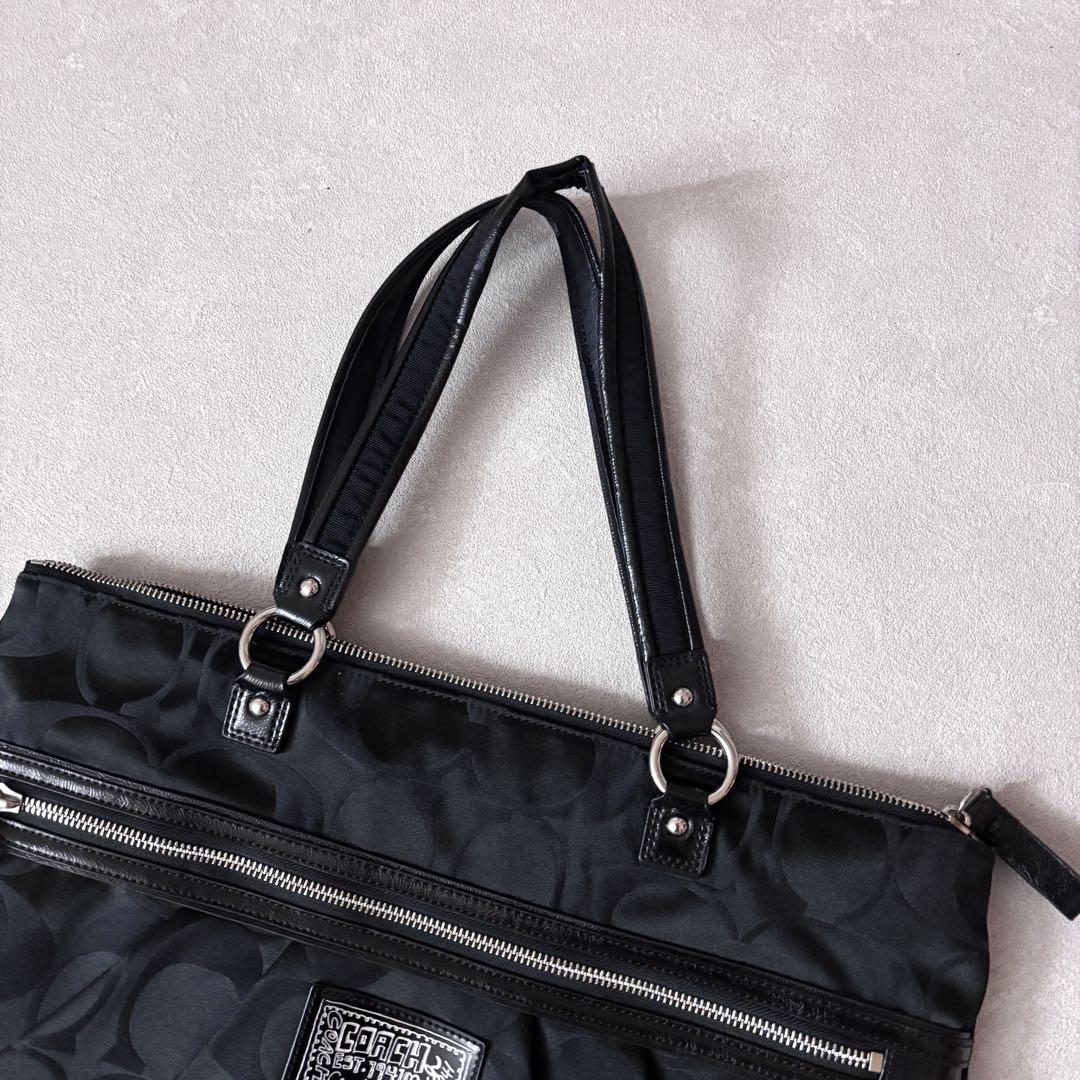 訳あり】 COACH コーチ トートバッグ ブラック タッセル