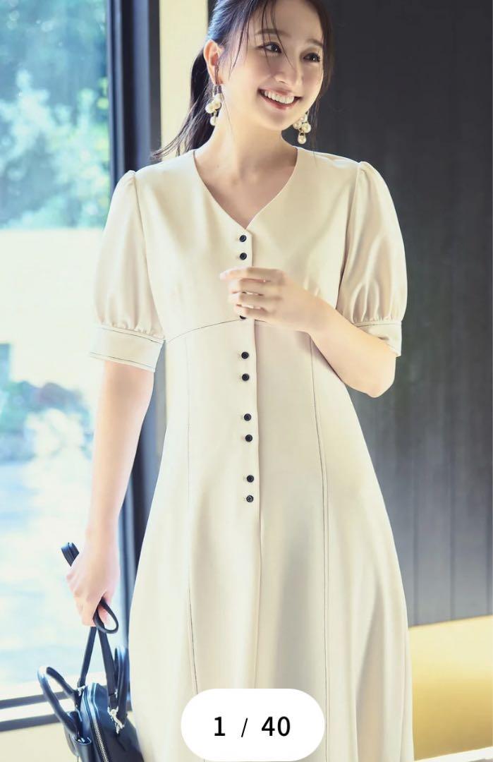 NATURAL BEAUTY BASIC バイカラーステッチワンピース