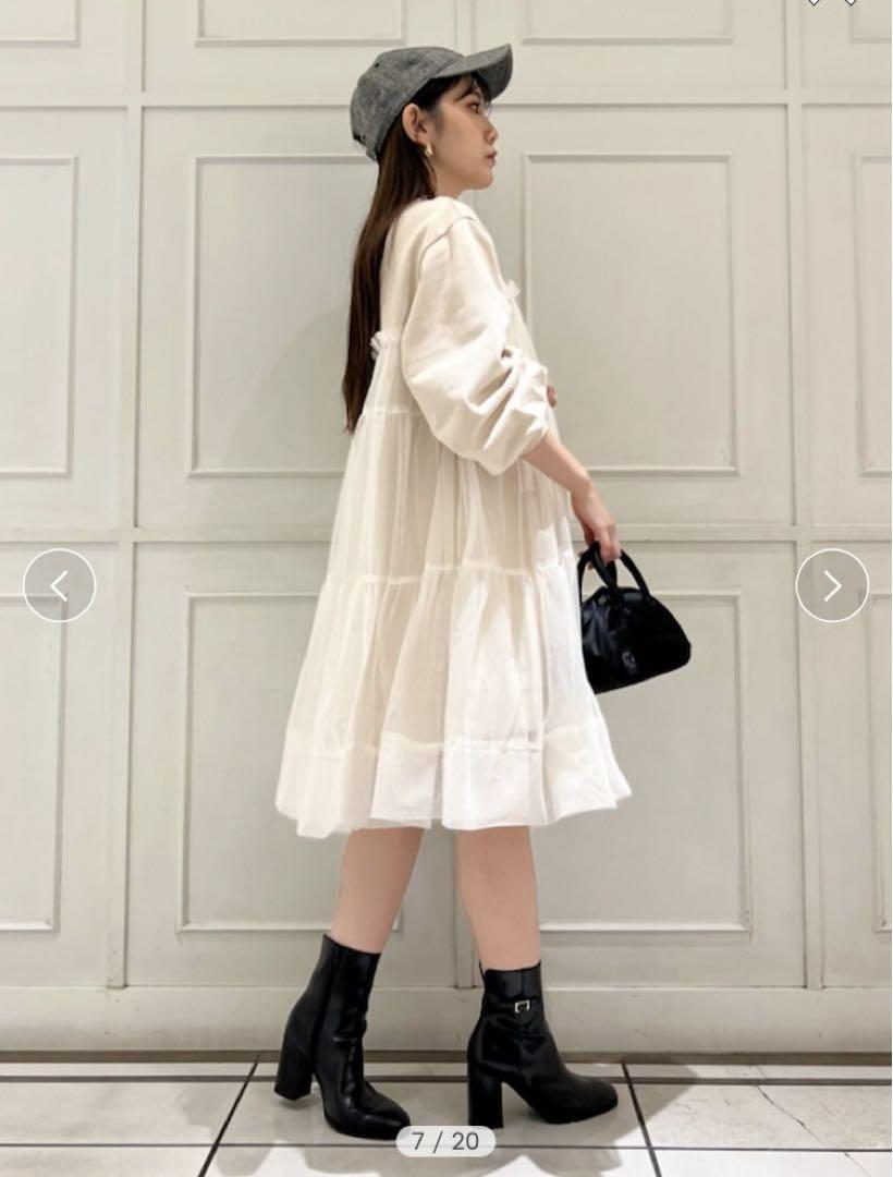 snidel チュールレイヤードスウェット アイボリー