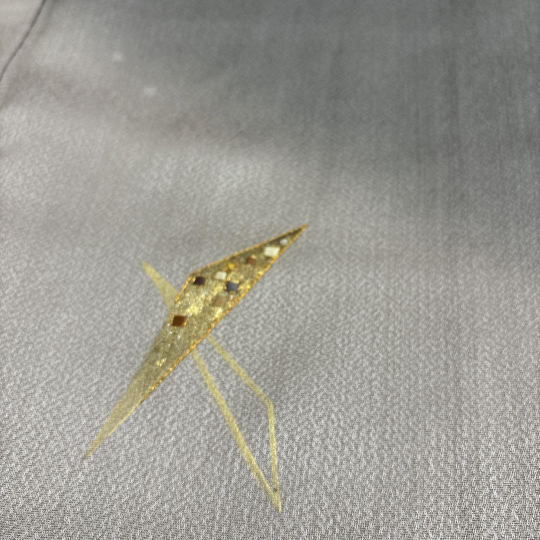付下げ 作家物 裄65 金彩に細かな刺繍 一つ紋 正絹 着物 AK-3627 .
