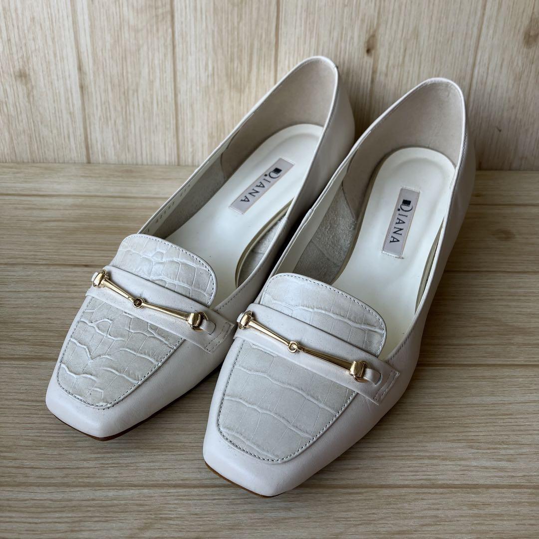 箱あり】DIANA ダイアナ ビット付きフラットシューズ スクエア